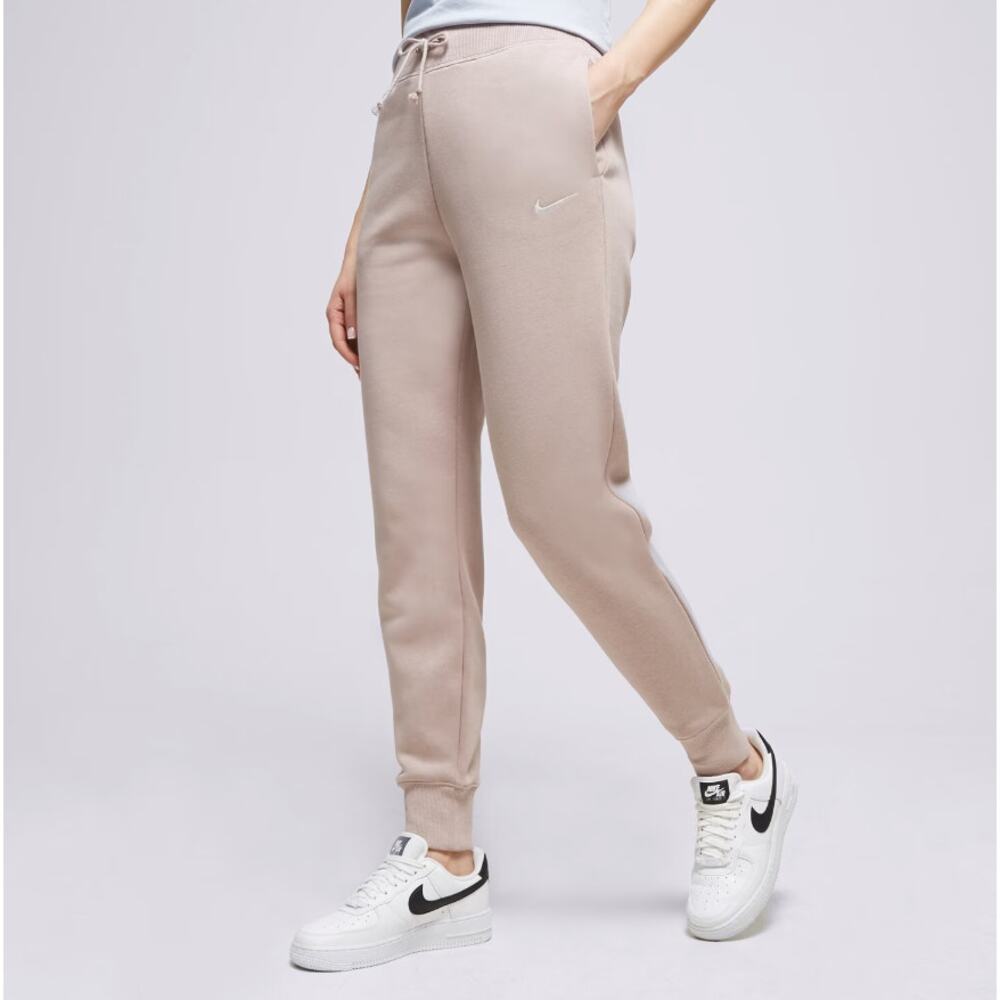 Nike Women's Phoenix‎ Sweatpants Jogger High Rise Fleece Brown Taupe XL